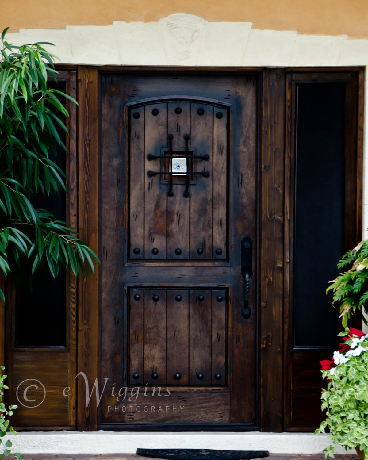 Door with an evil eye talisman