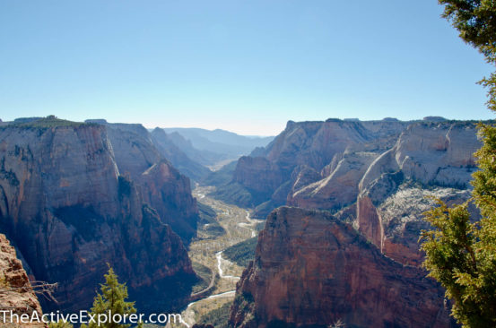 Looking down from 2,000 feet over Zion Canyon.