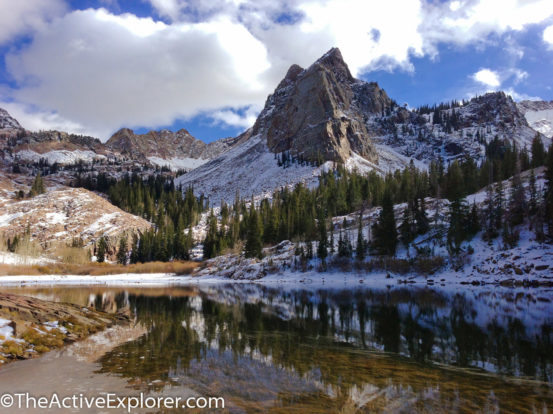 Sundial Peak towering over scenic Lake Blanche