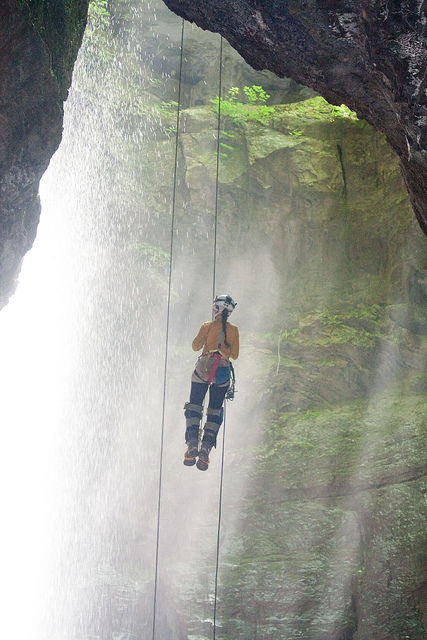 Caves like Stephens Gap are the reason I learned to rappel. Although I have rappelled it, that's not me.  Photo credit - Jeff Hunter via Flickr