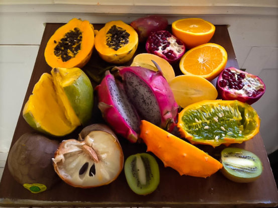 Ingredients for tropical fruit bowl